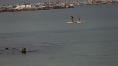 Fishermen in boat a Gaza City