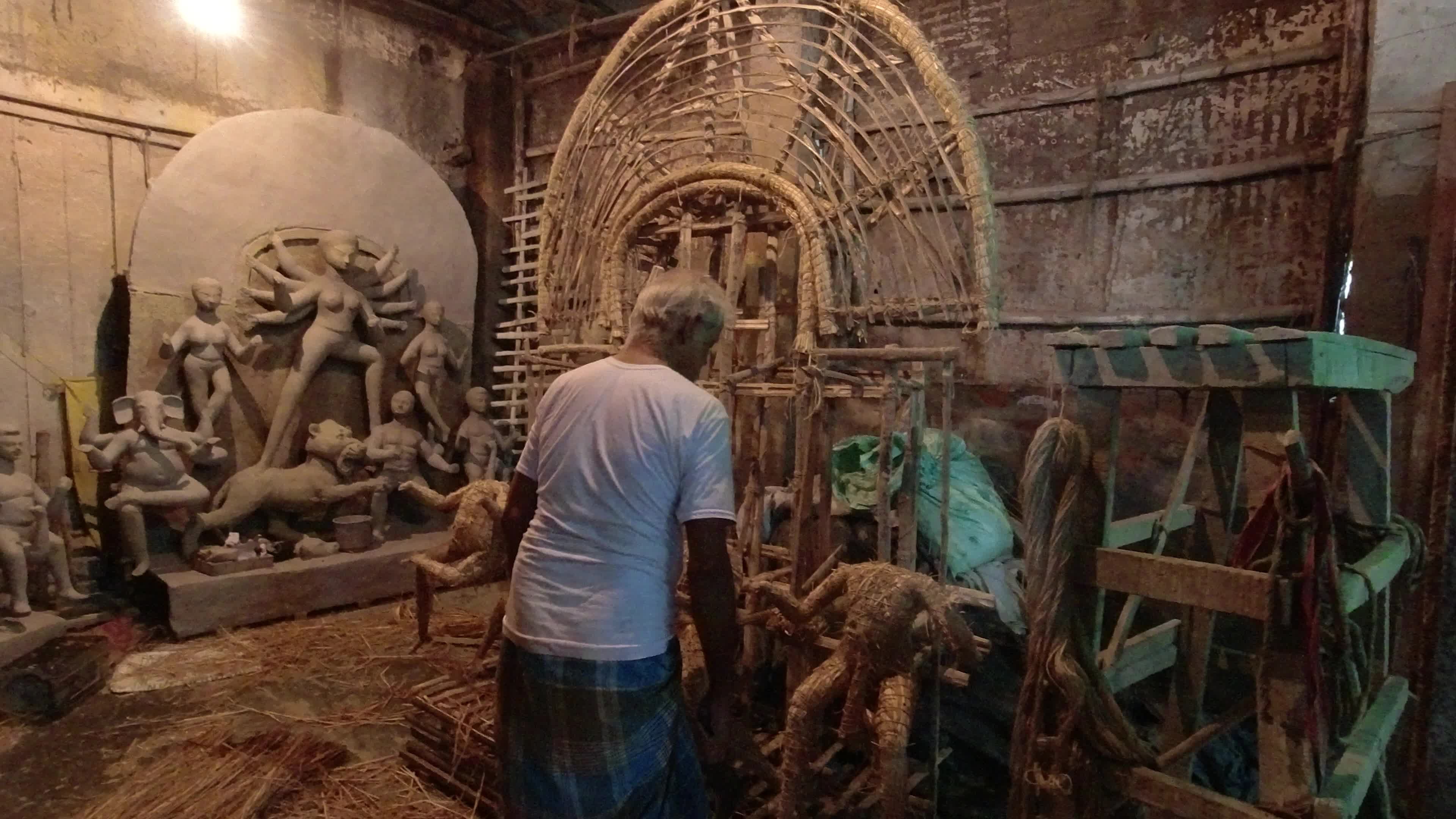 Preparation for Durga puja festival in Kolkata
