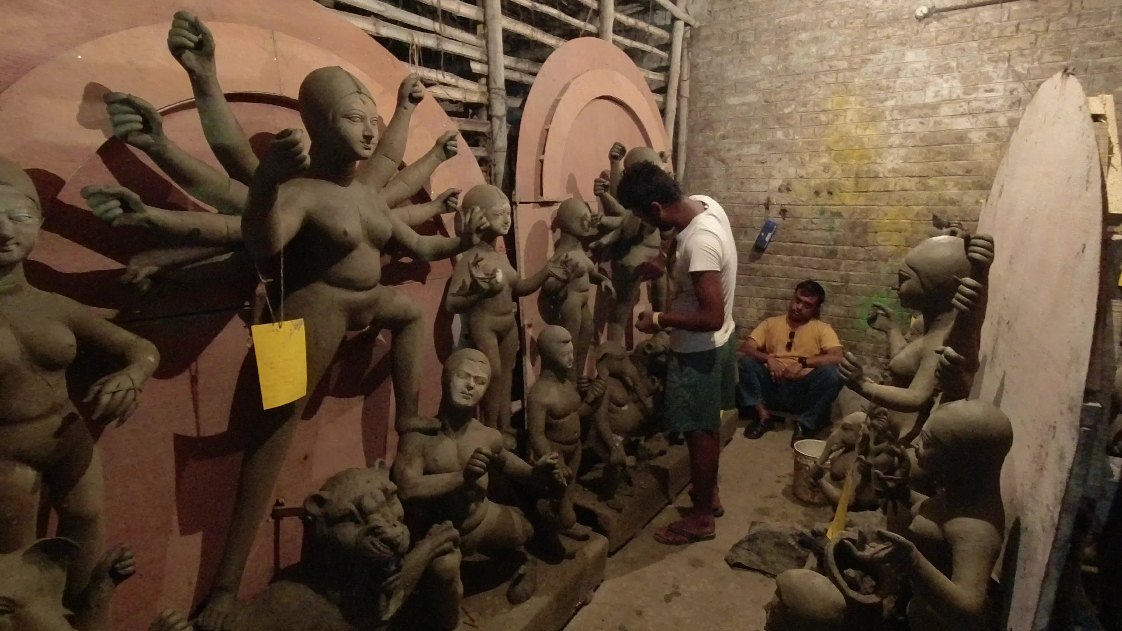 Preparation for Durga puja festival in Kolkata