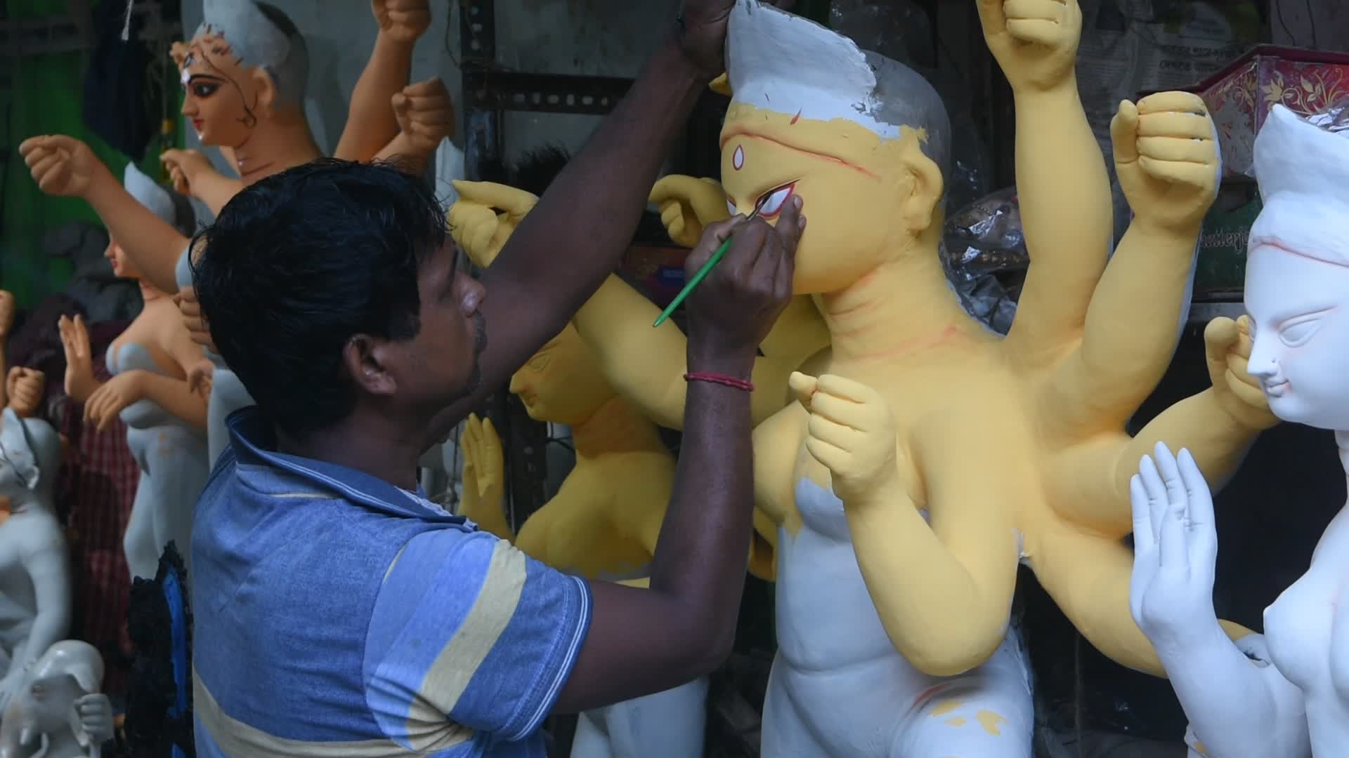 Preparation for Durga puja festival in Kolkata