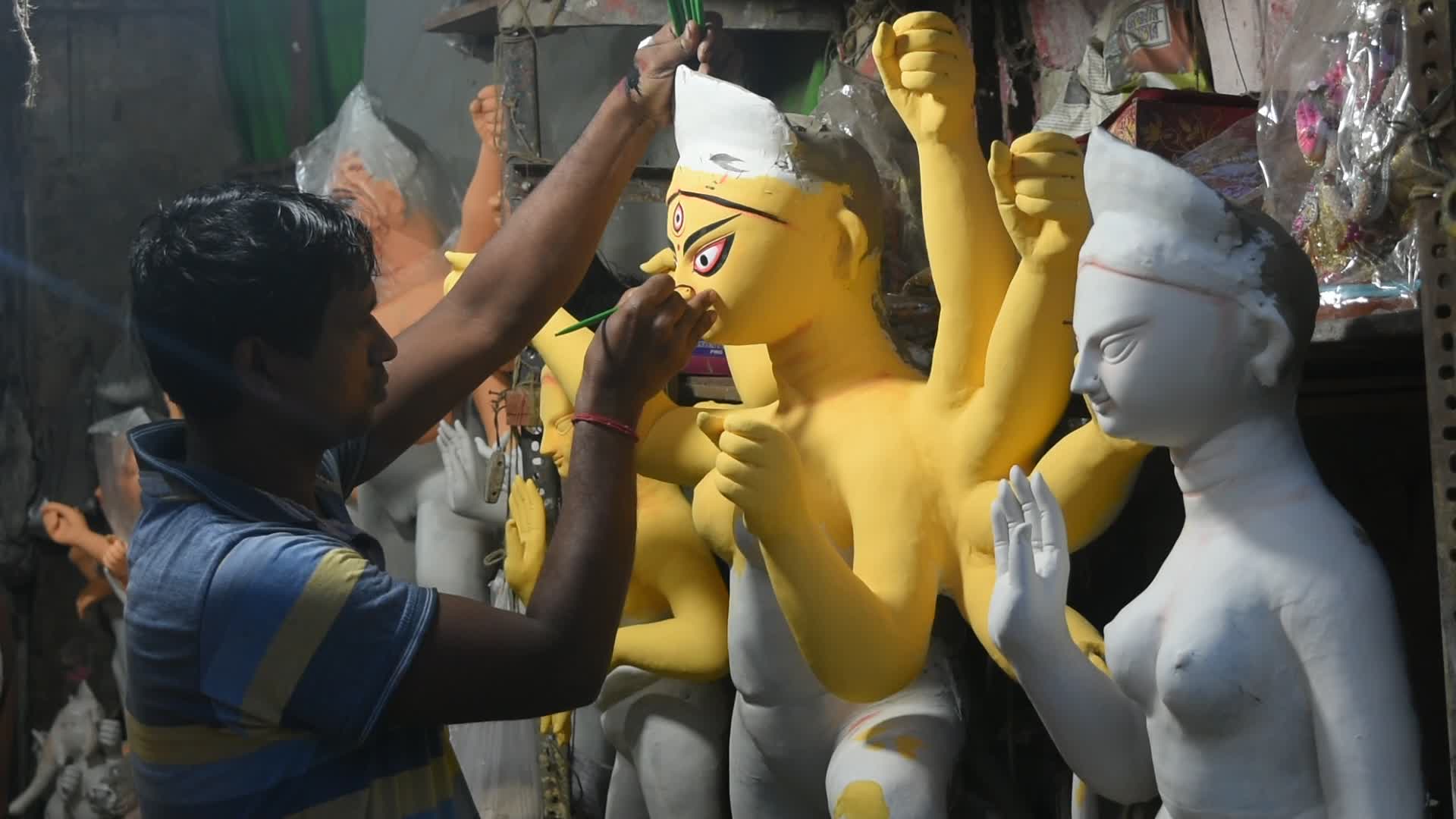 Preparation for Durga puja festival in Kolkata