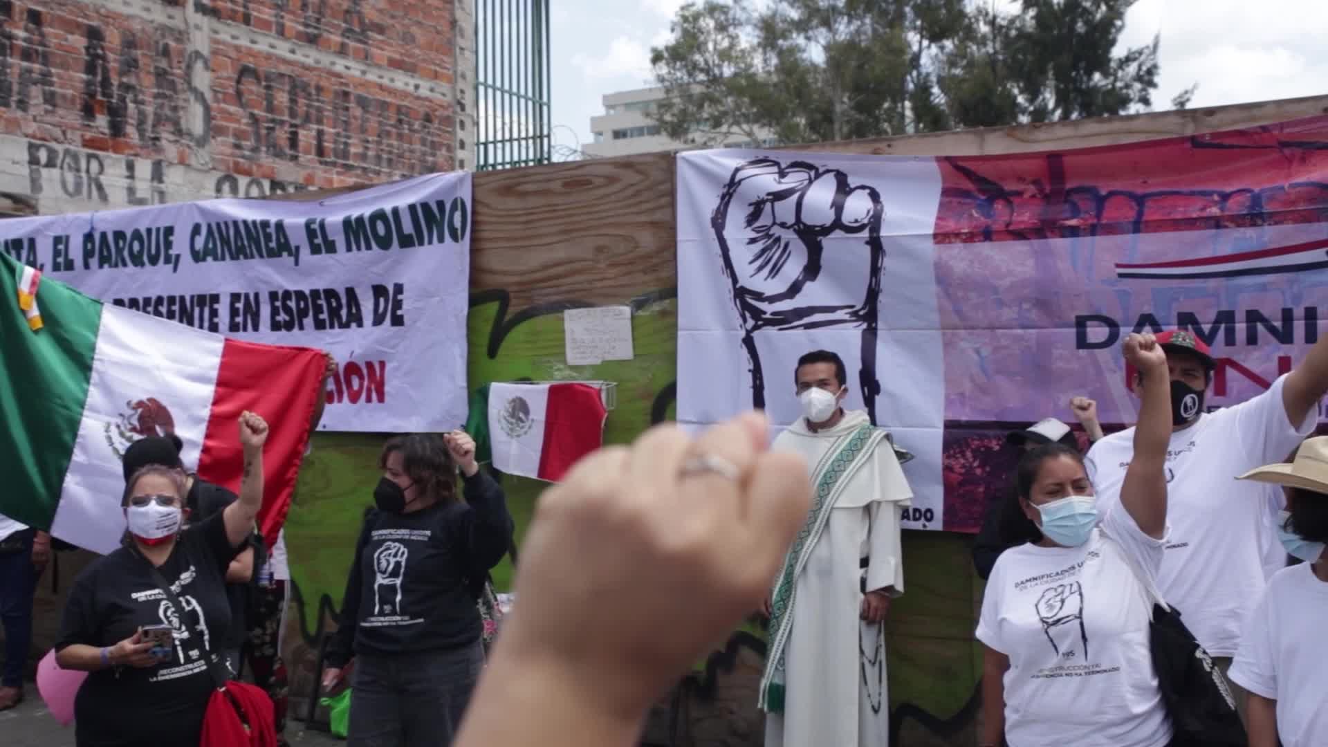 "Earthquake Victims Union" protest four years after the 2017 earthquake in Mexico 