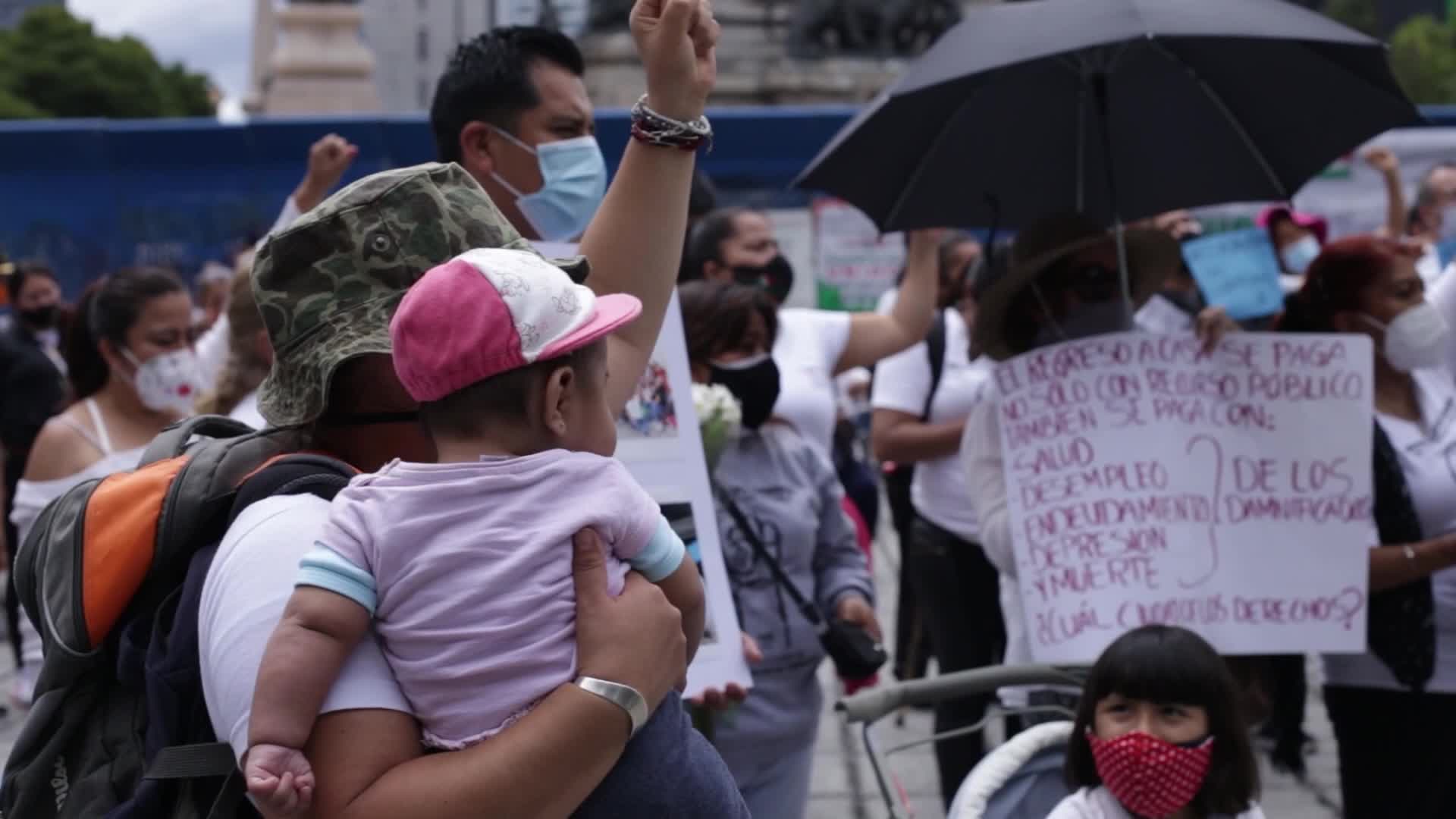 "Earthquake Victims Union" protest four years after the 2017 earthquake in Mexico 