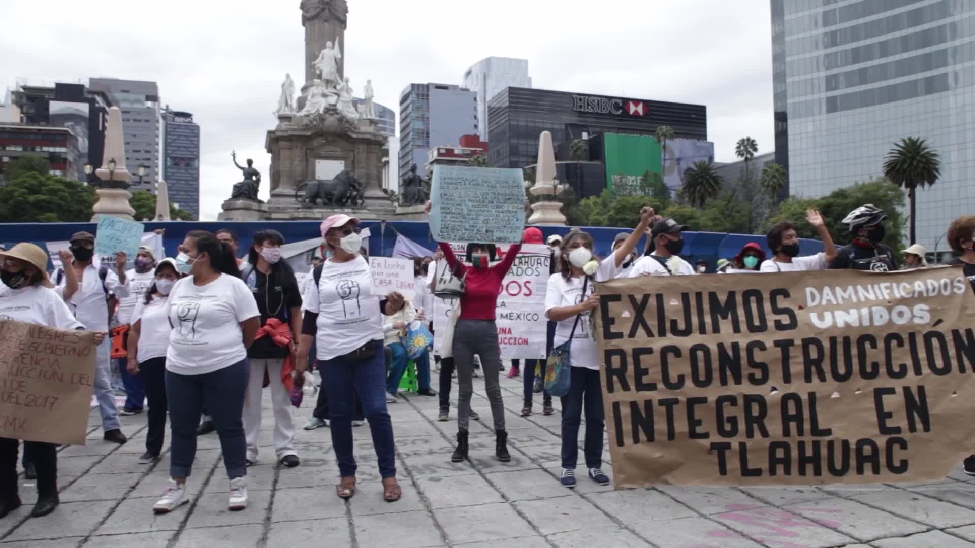 "Earthquake Victims Union" protest four years after the 2017 earthquake in Mexico 