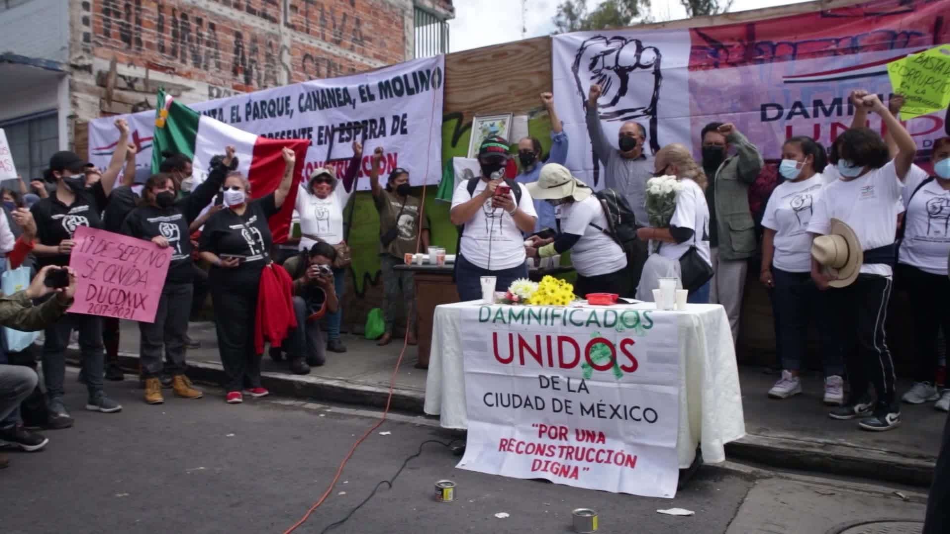 "Earthquake Victims Union" protest four years after the 2017 earthquake in Mexico 