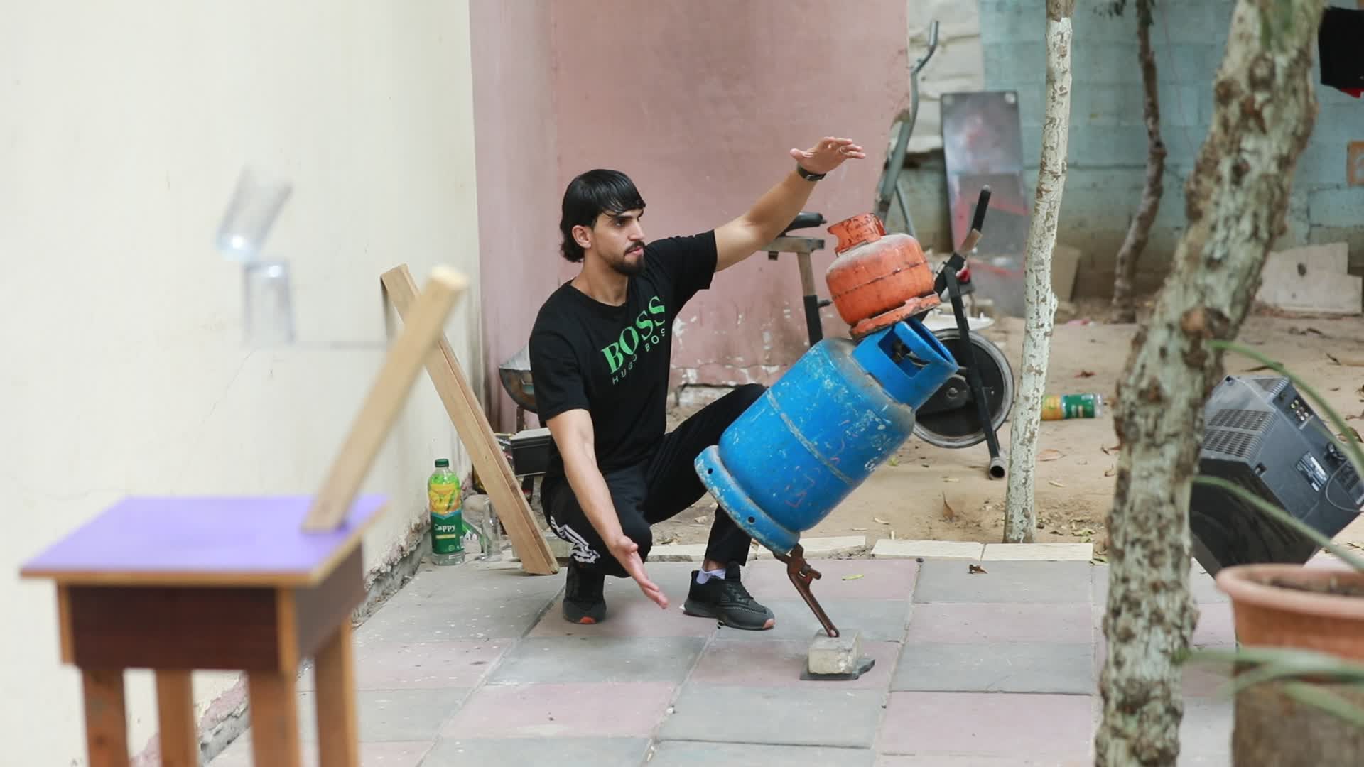 Art of balance in Beit Hanun in Gaza Strip