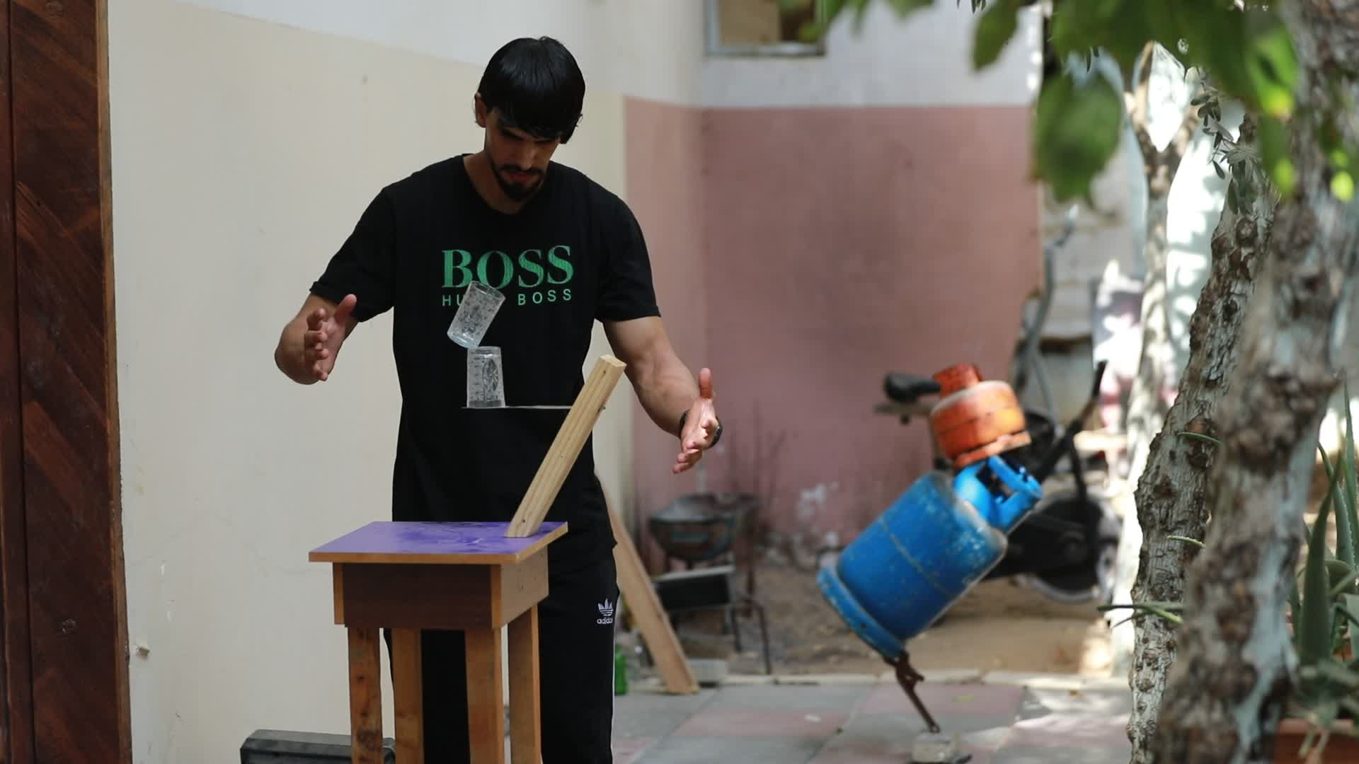 Art of balance in Beit Hanun in Gaza Strip