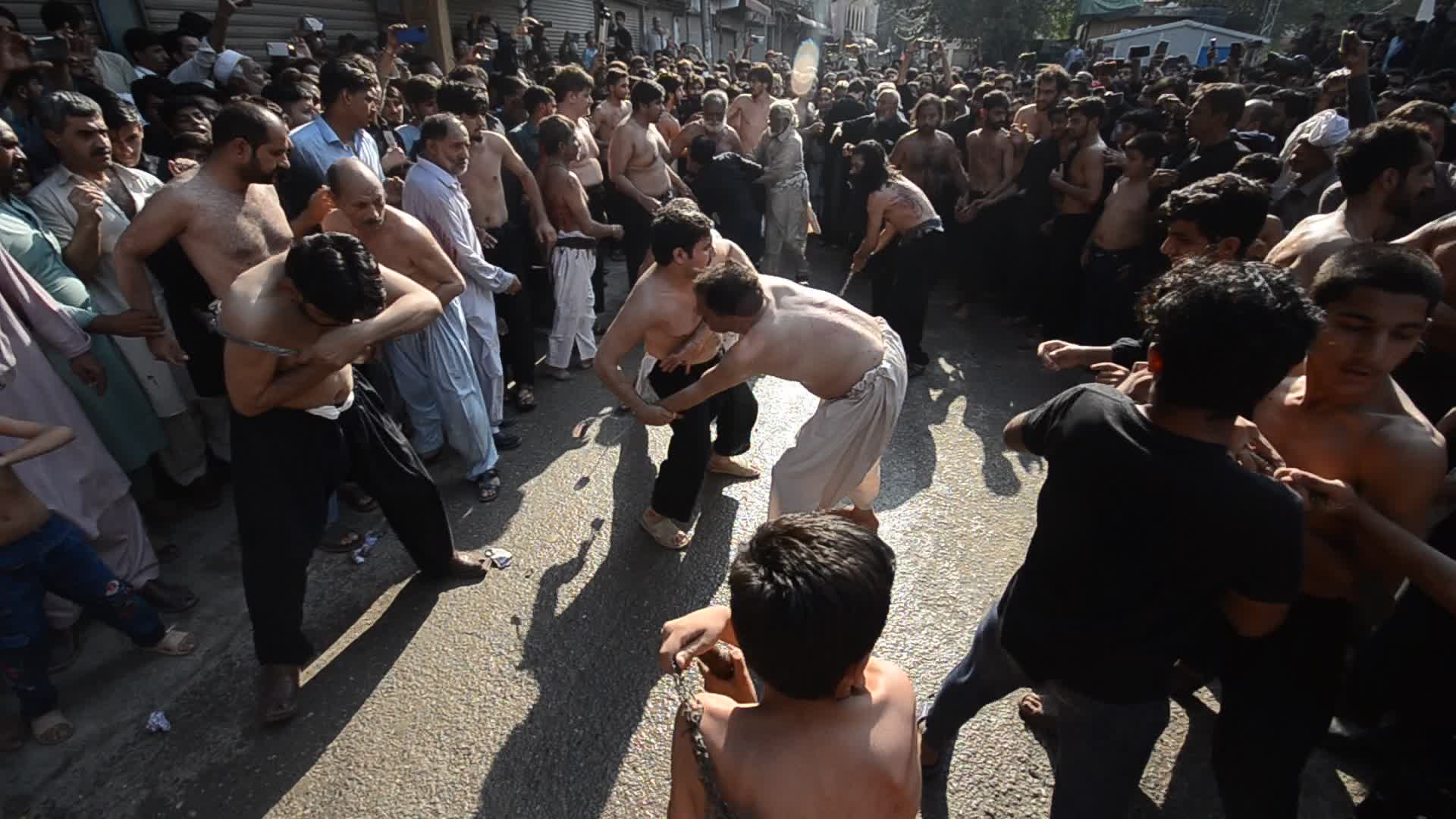 Shiite Muslims participate in a Chehlum procession