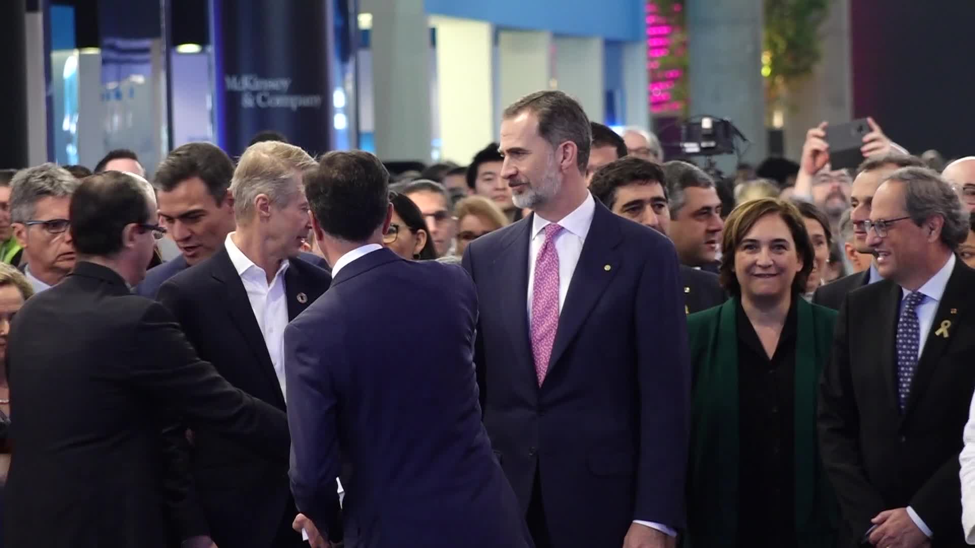 The King of Spain attends the opening of the Mobile World Congress