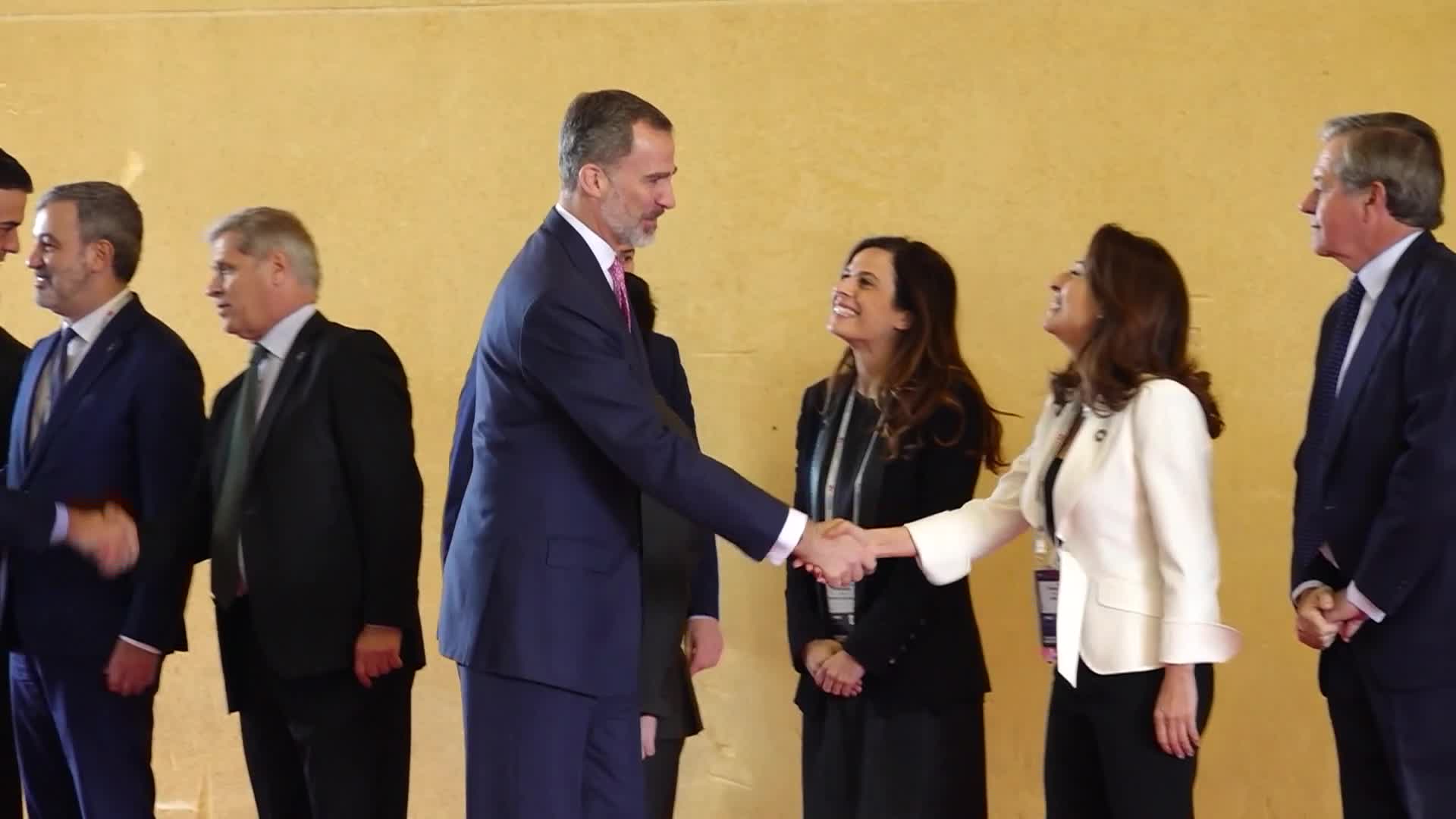The King of Spain attends the opening of the Mobile World Congress