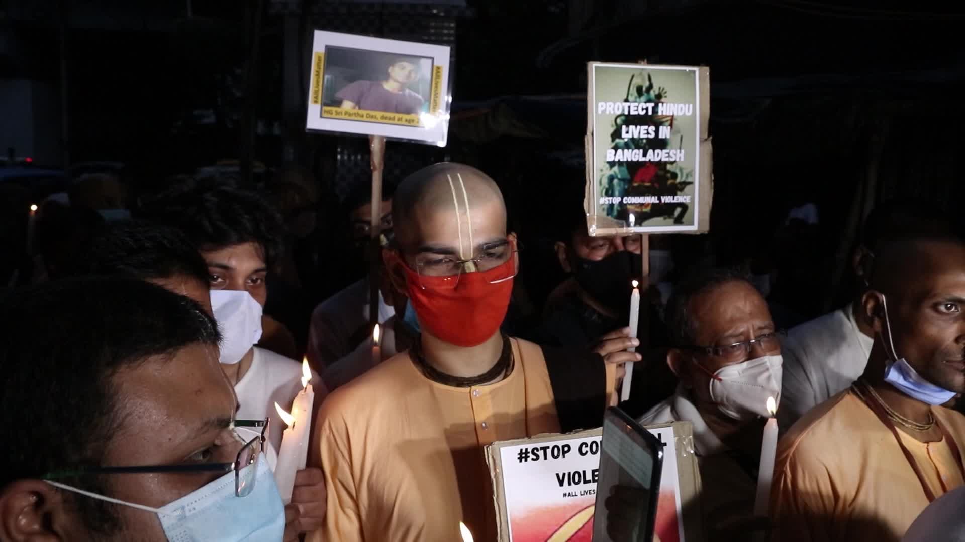 Monaks of The International Society of Krishna Conciousness Protest