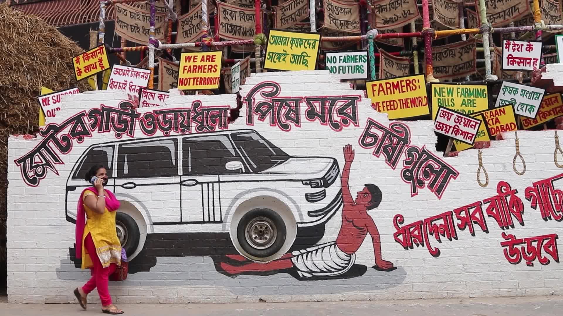 Makeshift place of worship for Durga Puja
