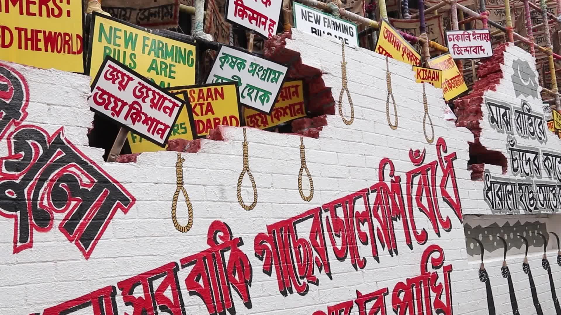 Makeshift place of worship for Durga Puja