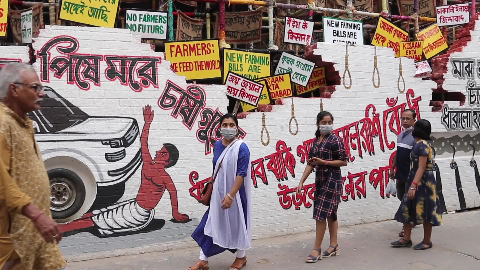 Makeshift place of worship for Durga Puja