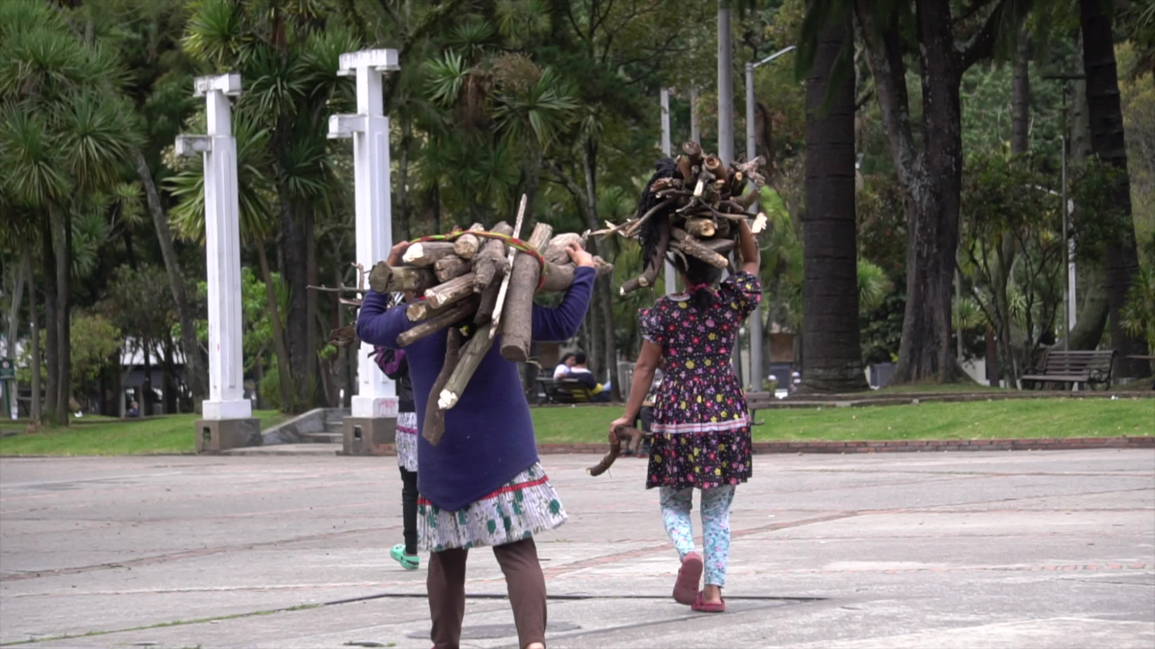 Indigenous People Camp In A Park In Bogota