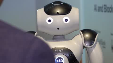 Robots Interact With Human At Mobile World Congress