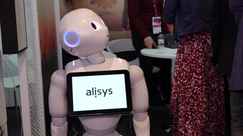 Robots Interact With Human At Mobile World Congress