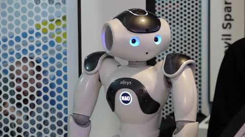 Robots Interact With Human At Mobile World Congress