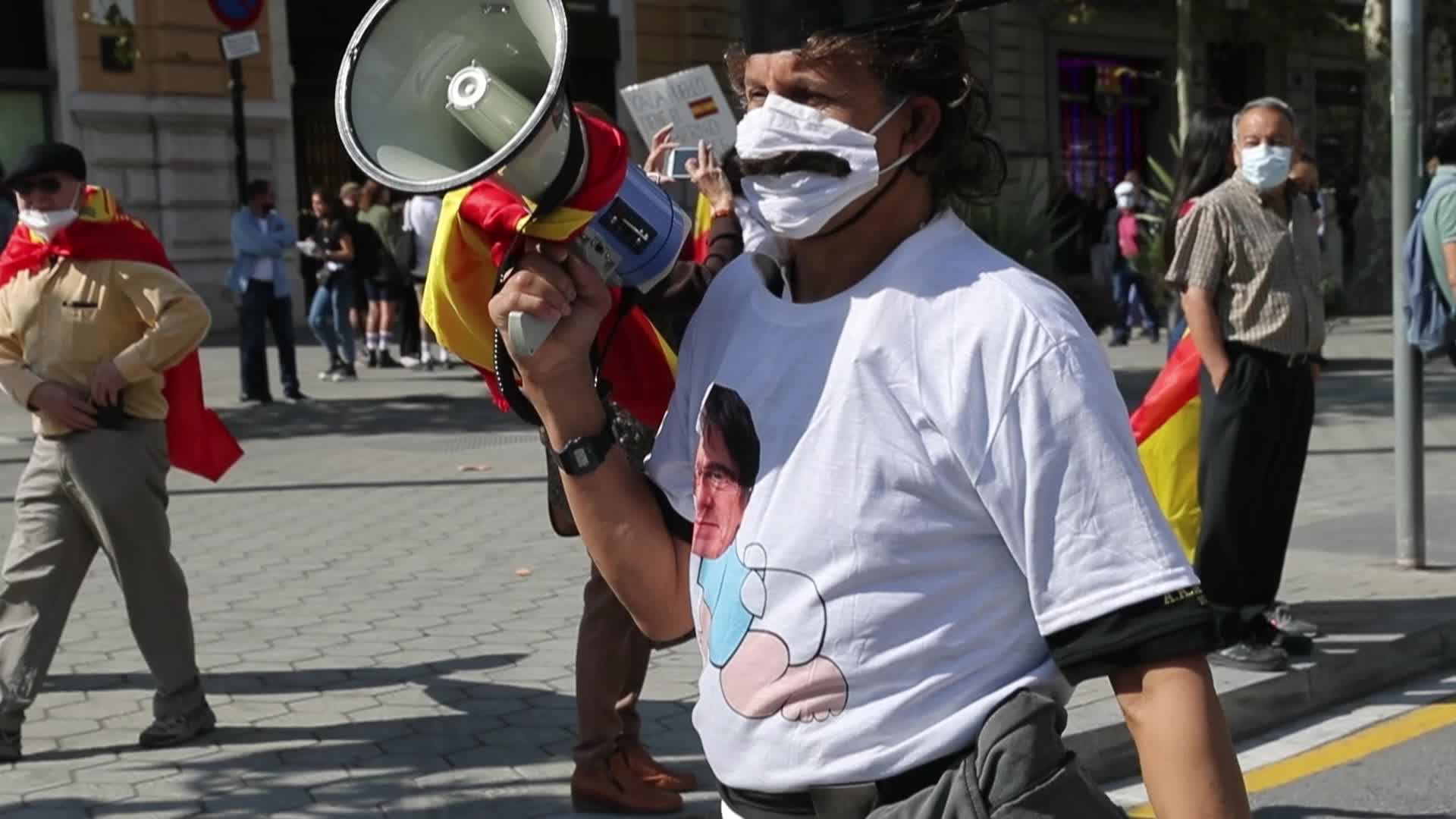 Hispanic Day demonstration in Barcelona, Spain