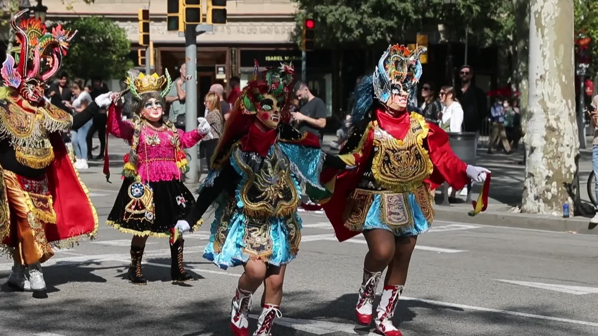Hispanic Day demonstration in Barcelona, Spain