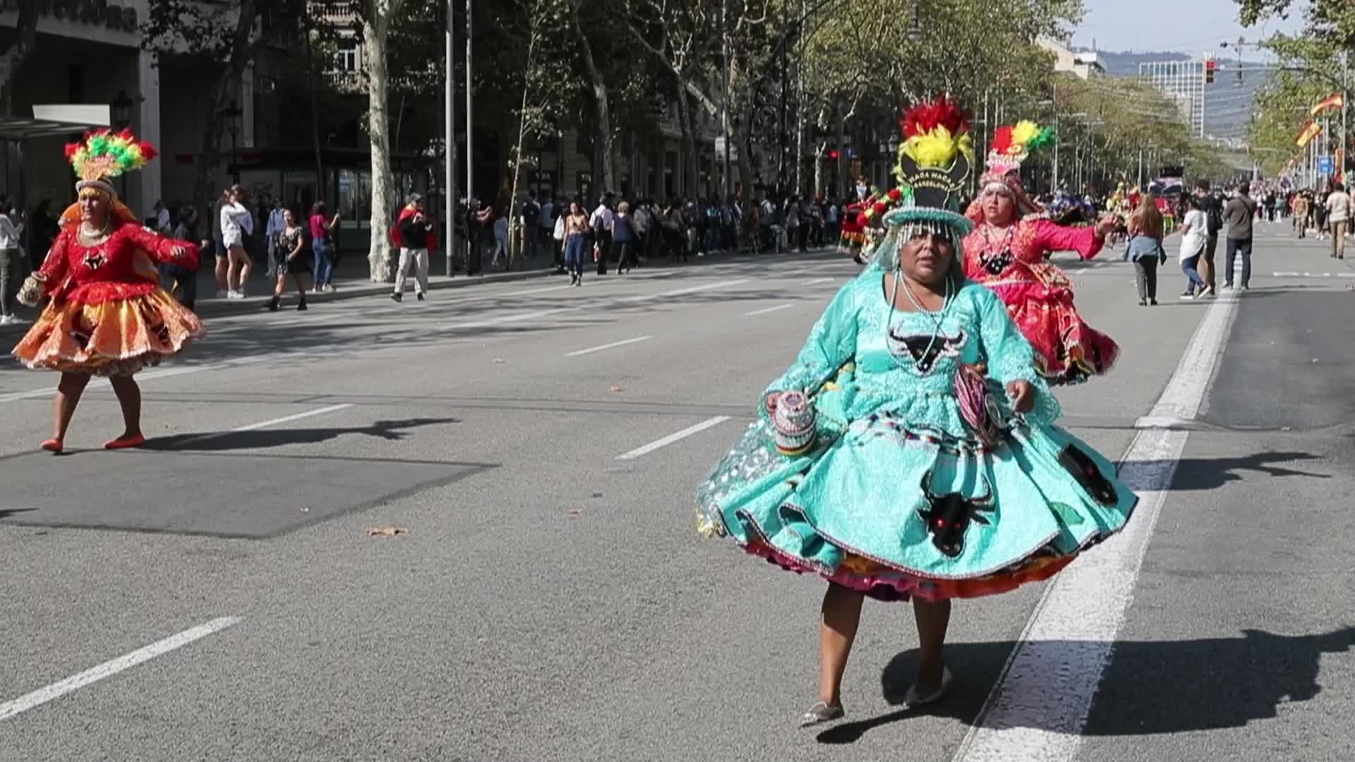 Hispanic Day demonstration in Barcelona, Spain