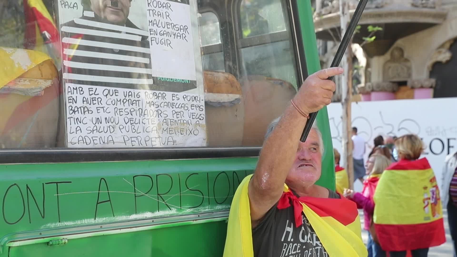Hispanic Day demonstration in Barcelona, Spain