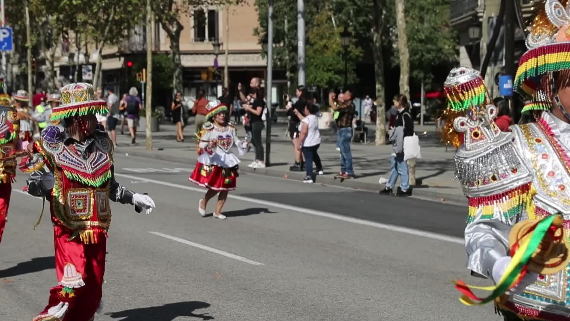 Hispanic Day demonstration in Barcelona, Spain
