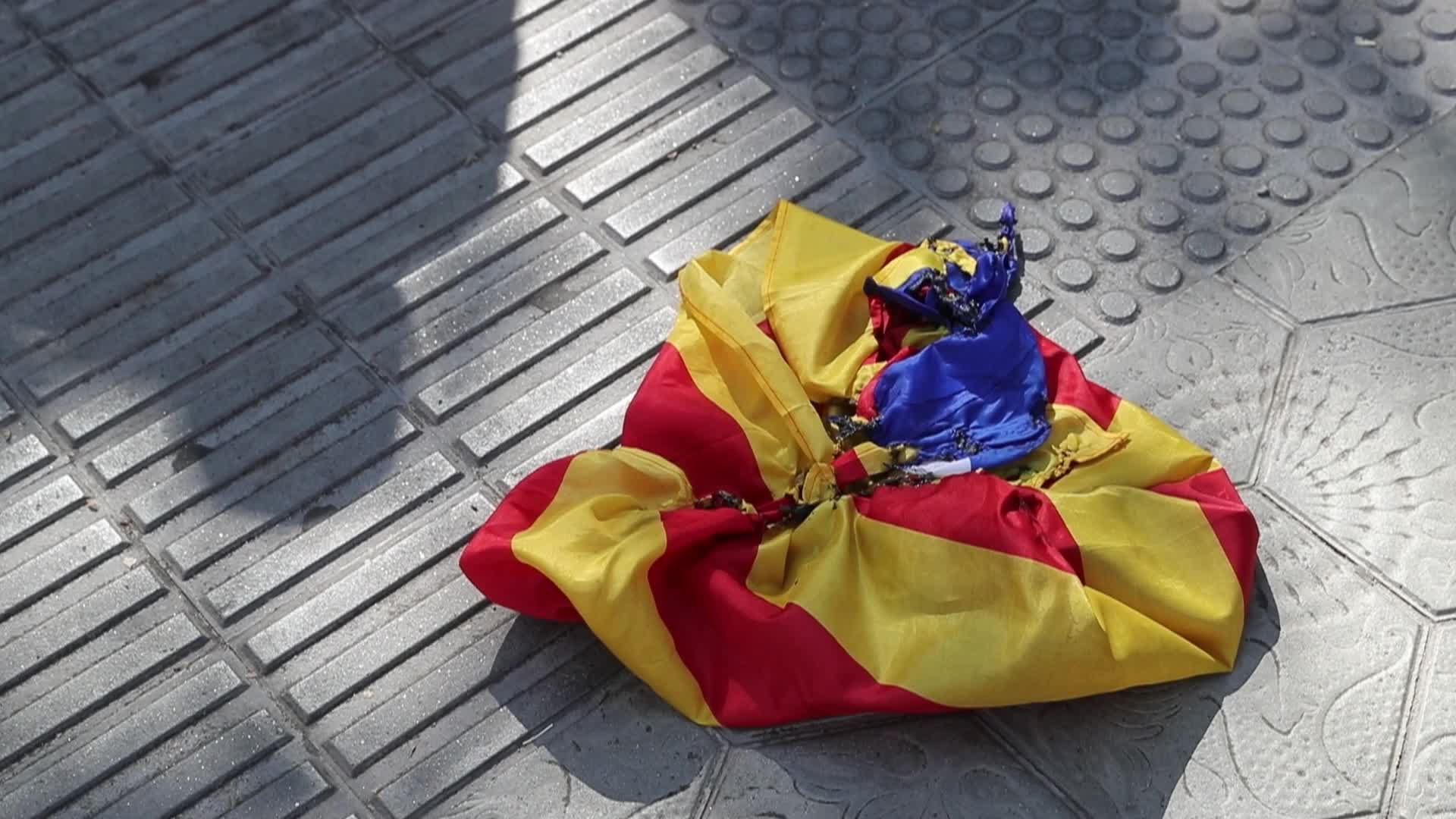Hispanic Day demonstration in Barcelona, Spain