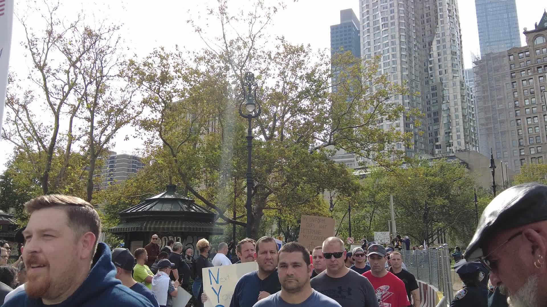 Anti Covid-19 protesters MarchAcross The Brooklyn Bridge in New York City