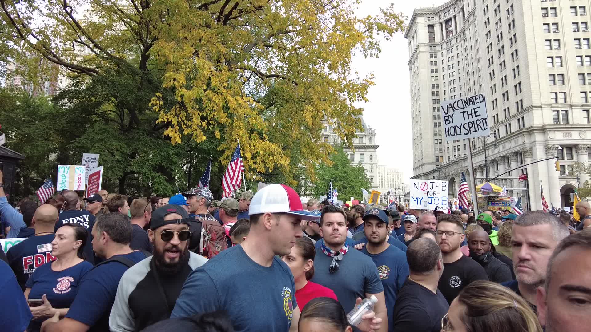 Anti Covid-19 protesters MarchAcross The Brooklyn Bridge in New York City
