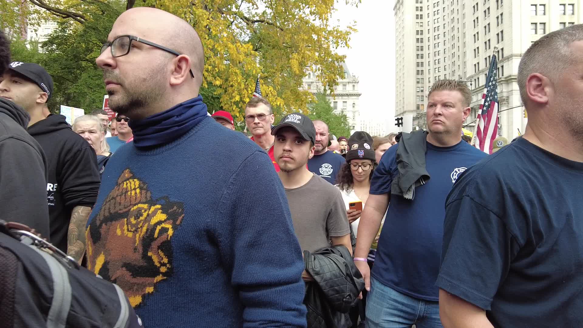 Anti Covid-19 protesters MarchAcross The Brooklyn Bridge in New York City