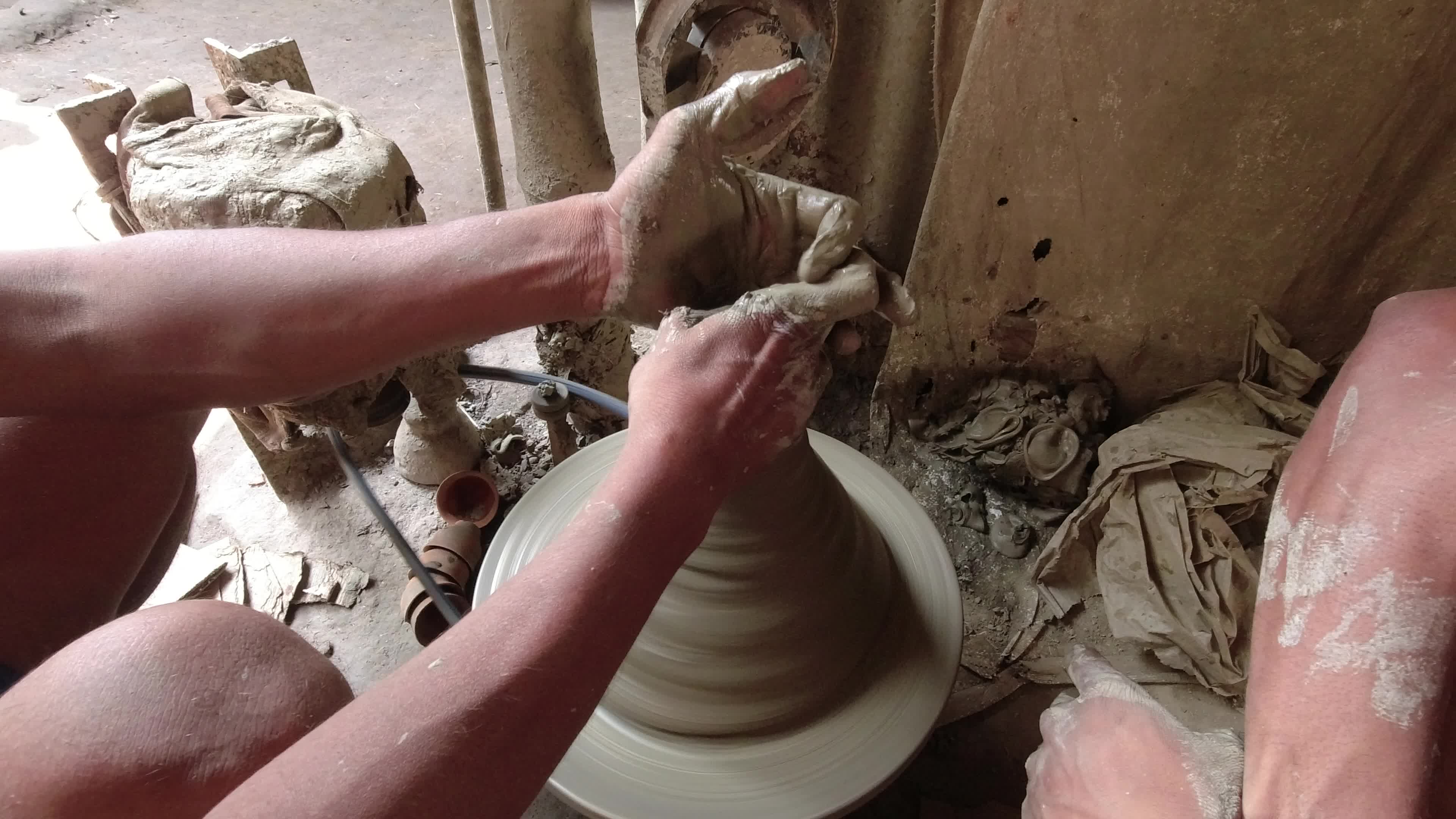 Oil lamp making for Diwali festival in Kolkata