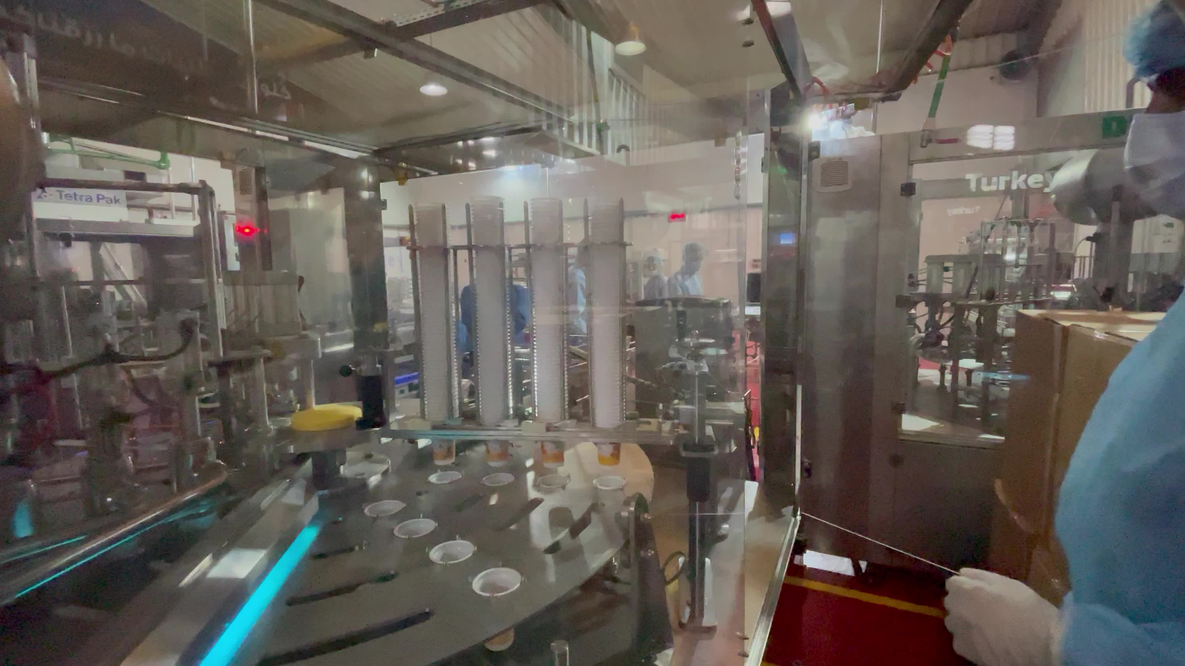 Palestinian employees work at Hanover factory for dairy