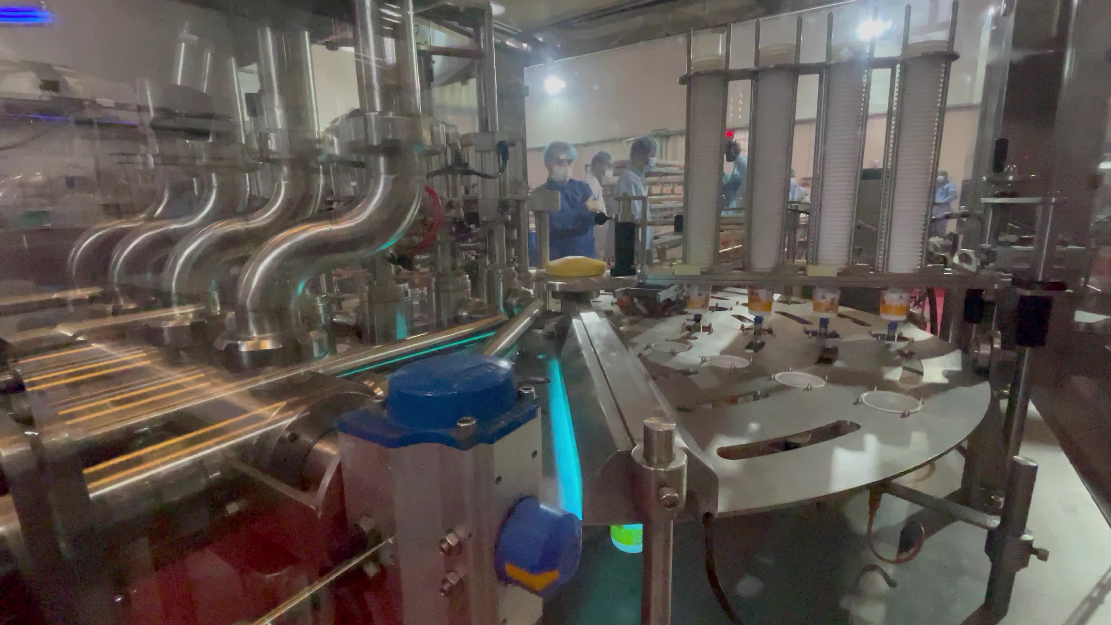 Palestinian employees work at Hanover factory for dairy