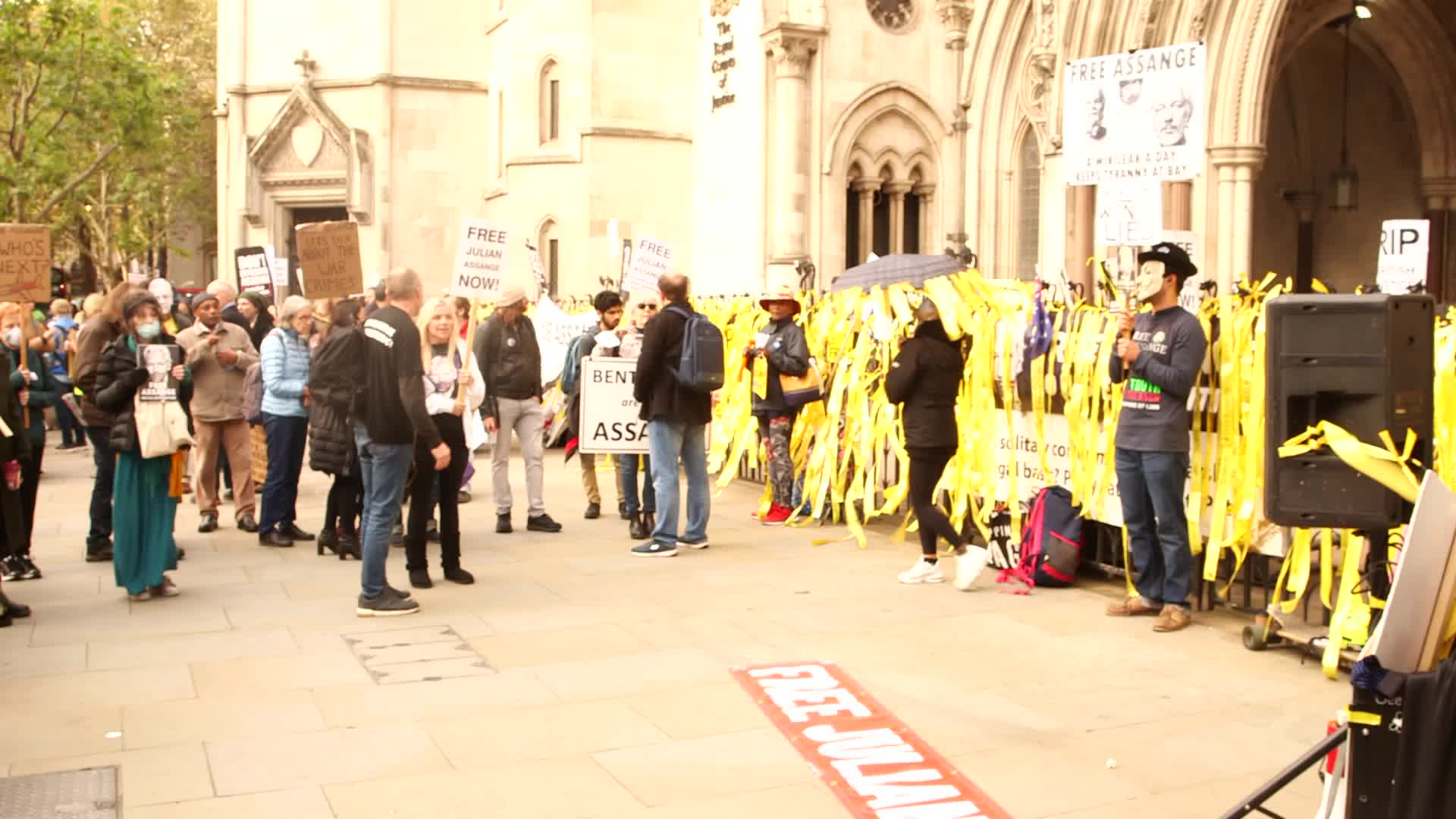 Supporters of Wikileaks founder Julian Assange protest in London