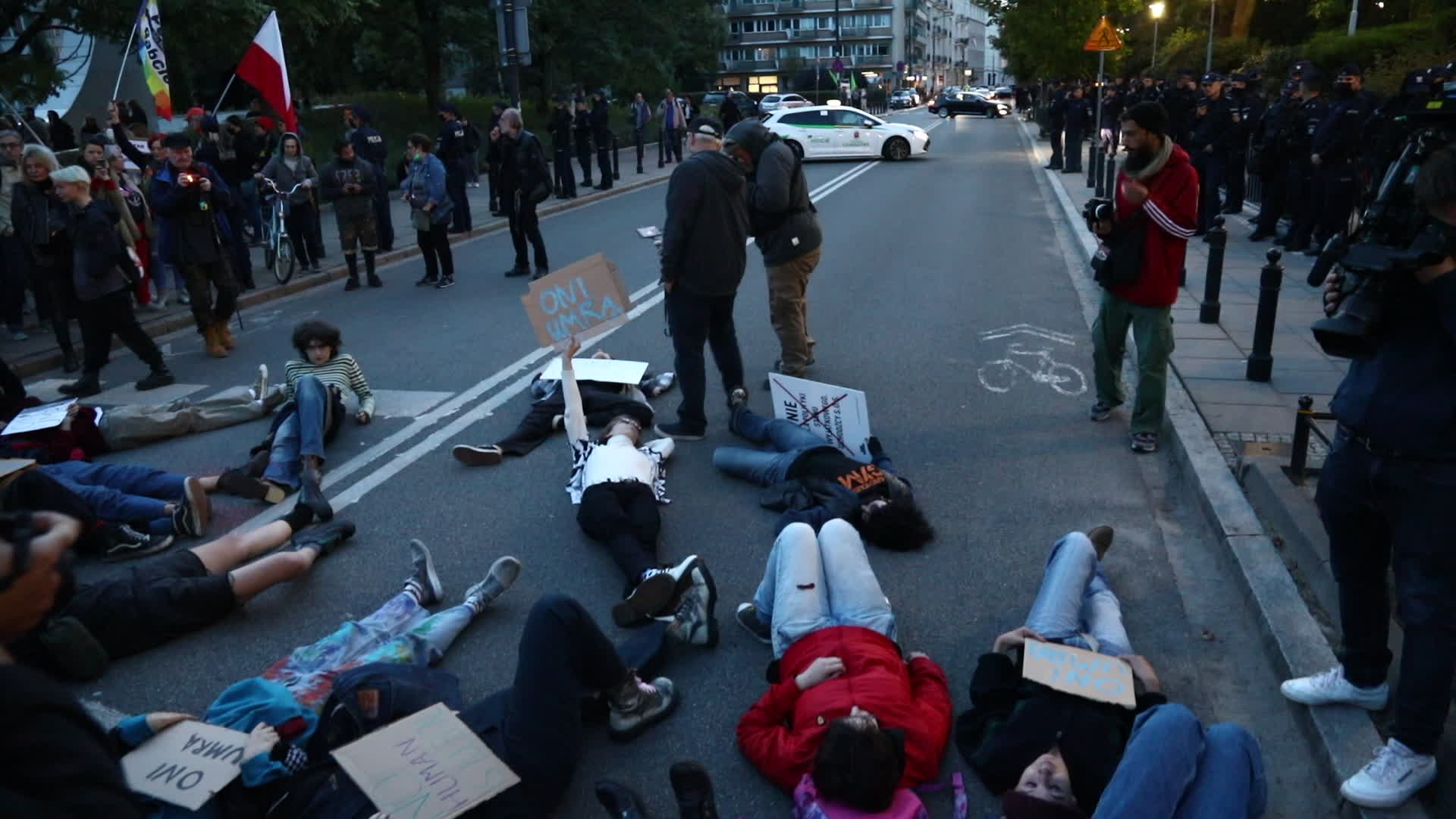 Protest against state of emergency at Polish-Belarusian border in Warsaw