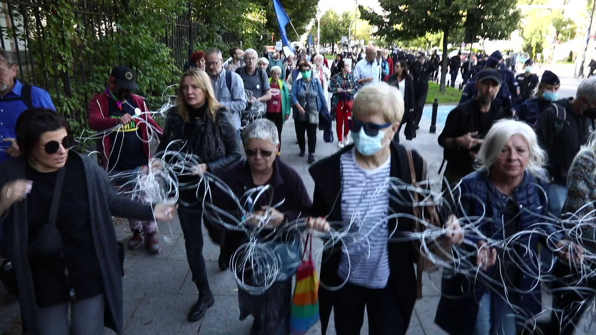 Protest against state of emergency at Polish-Belarusian border in Warsaw