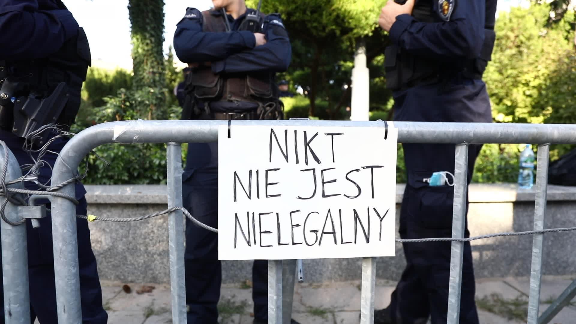Protest against state of emergency at Polish-Belarusian border in Warsaw