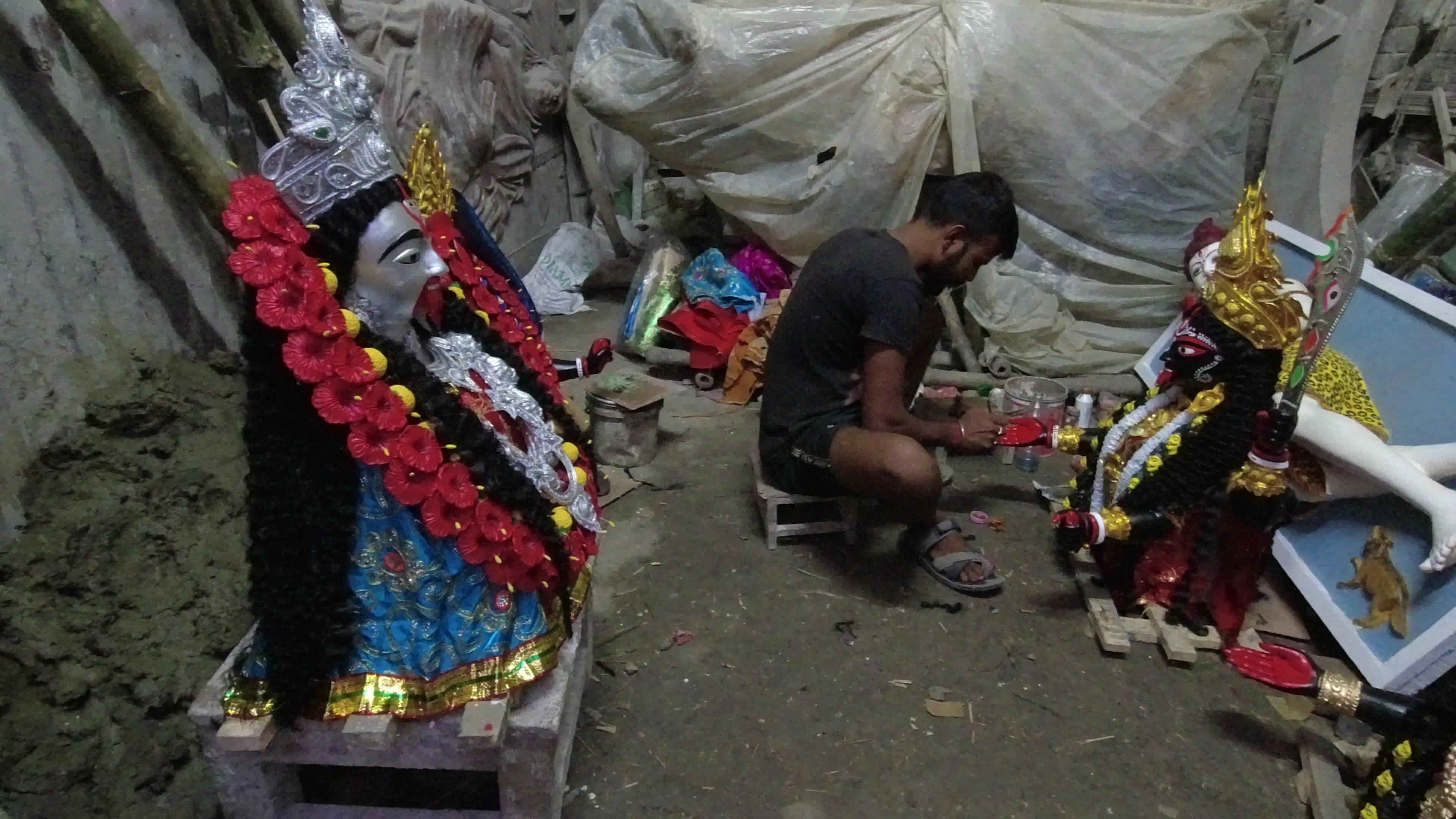 Kali puja preparation in Kolkata .