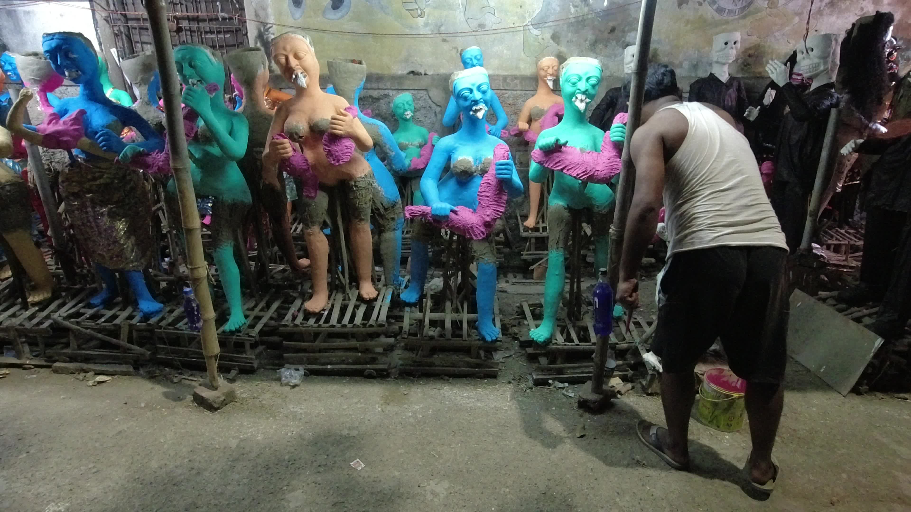 Kali puja preparation in Kolkata .