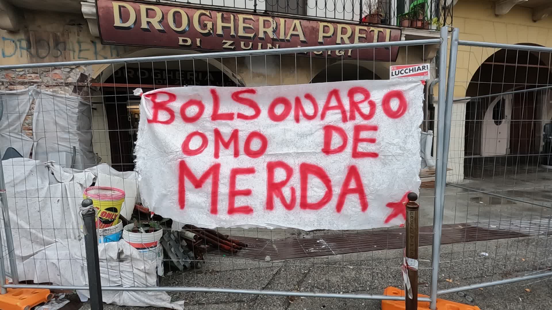 Banners against Jair Bolsonaro