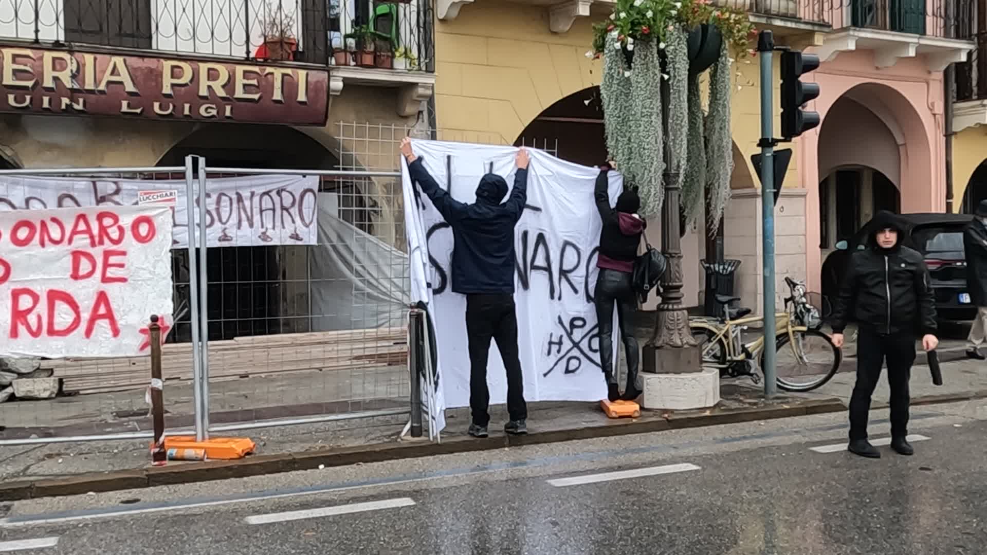Banners against Jair Bolsonaro