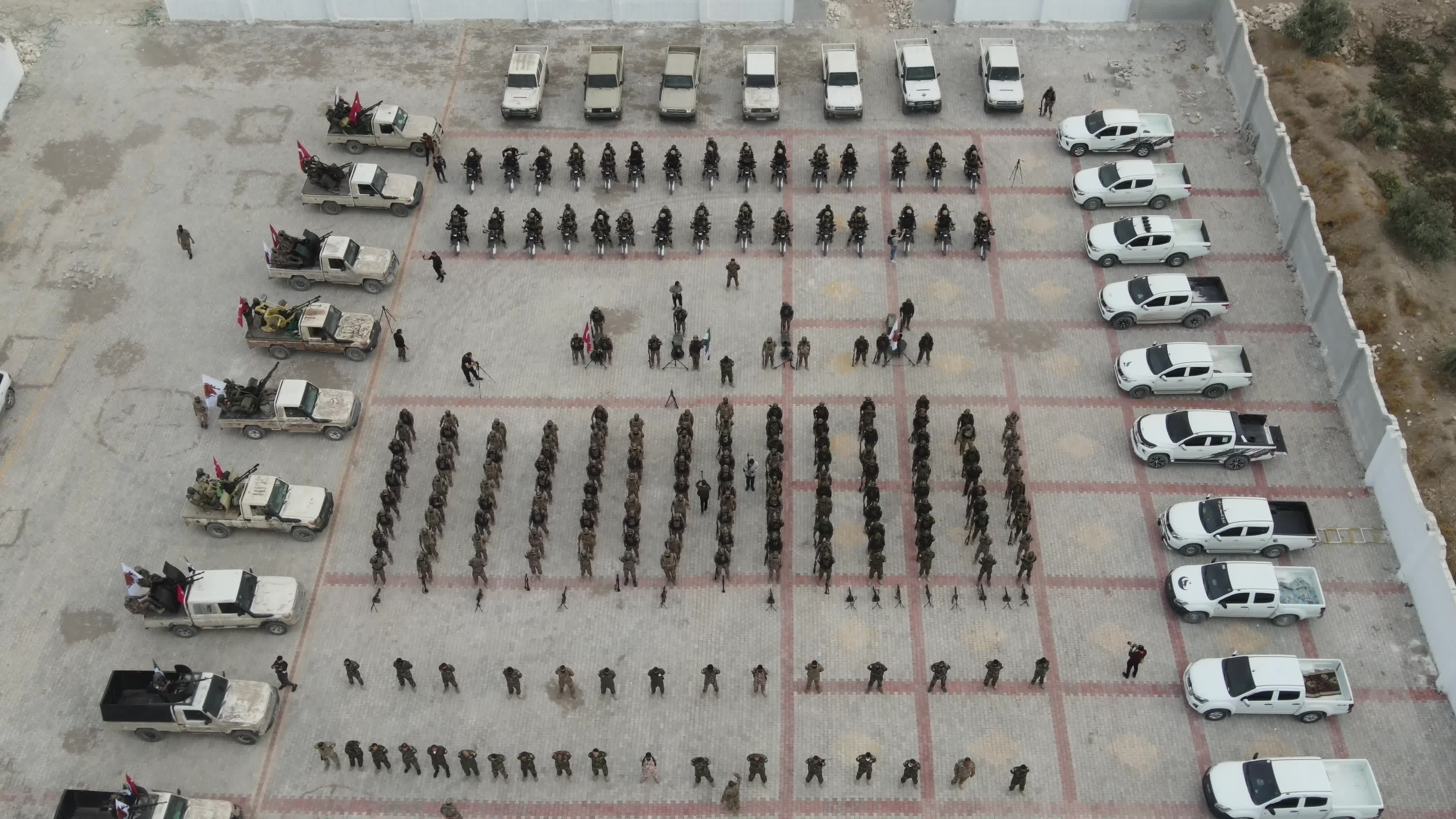 Turkish-backed Syrian rebel fighters take part in a military exercise