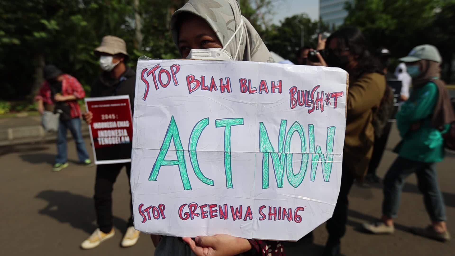 Environmental Activists Protest Against President's Statement at COP26, in Jakarta