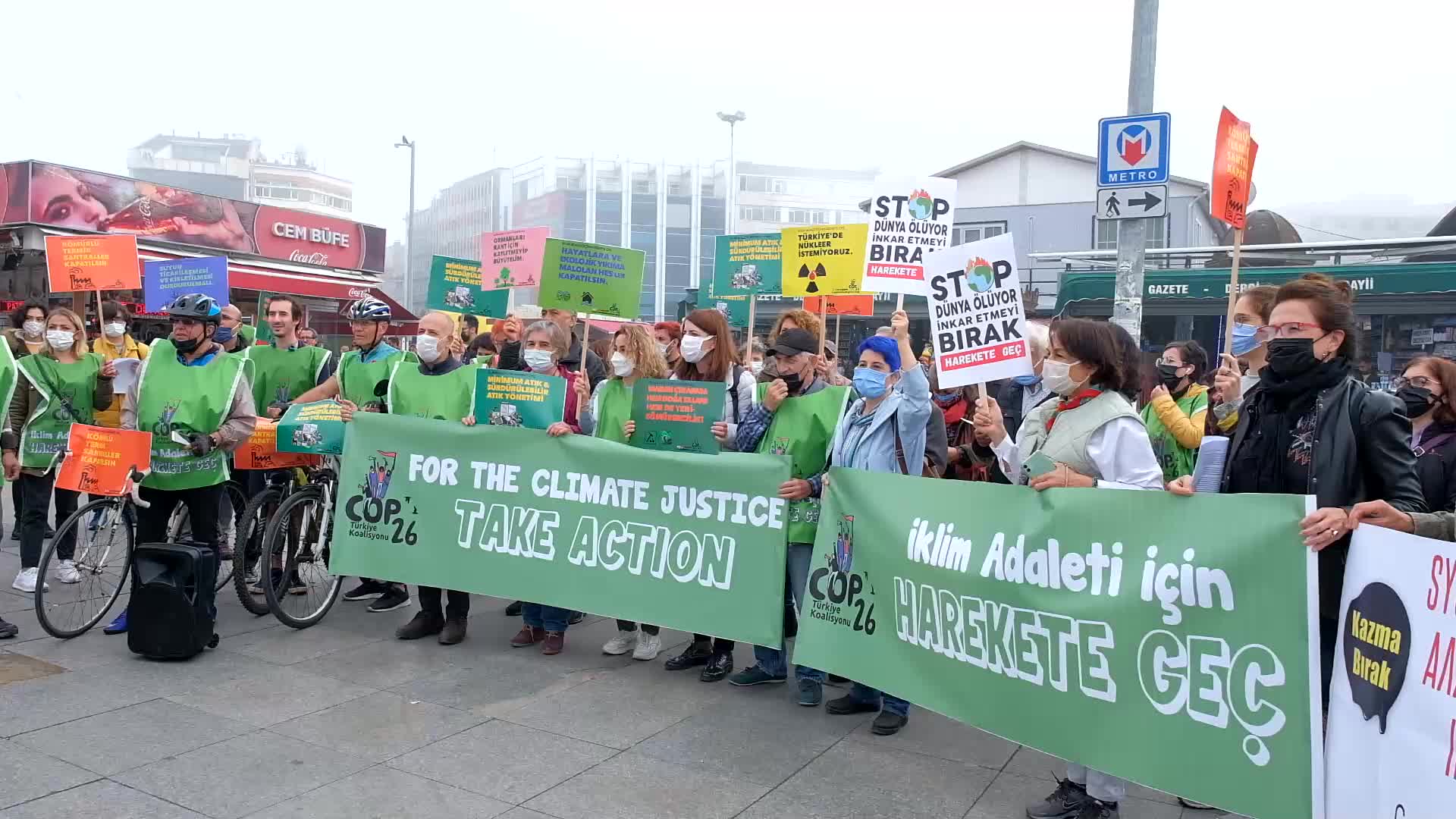 Protesters demanding global climate justice gathered in Istanbul, Turkey.