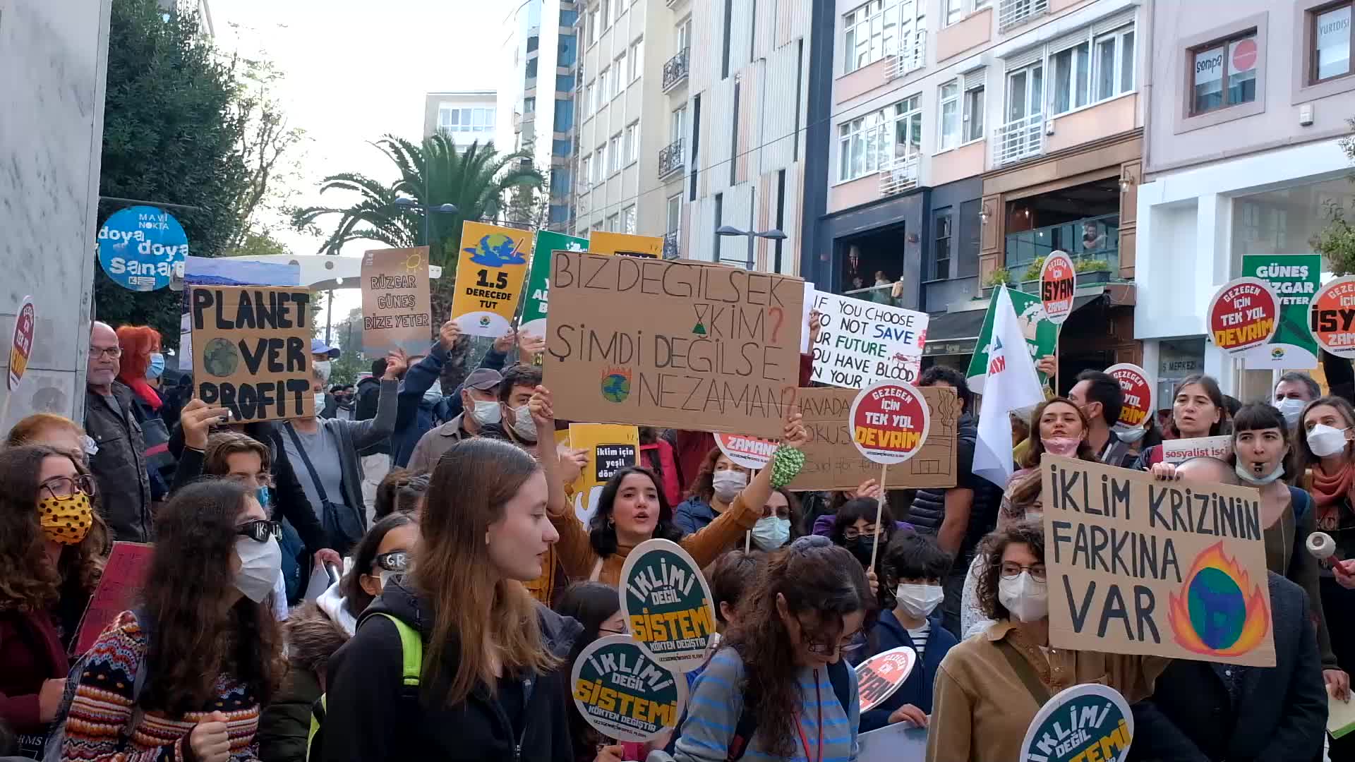 Protesters demanding global climate justice gathered in Istanbul, Turkey.
