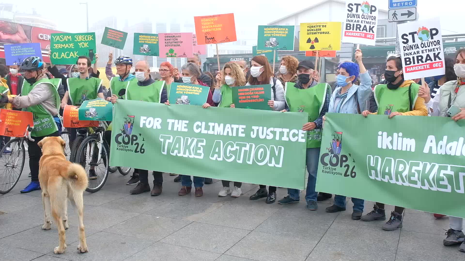 Protesters demanding global climate justice gathered in Istanbul, Turkey.