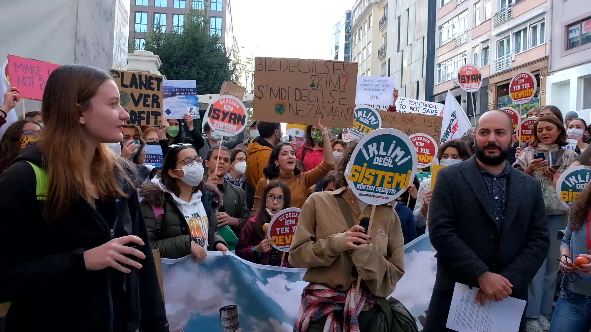 Protesters demanding global climate justice gathered in Istanbul, Turkey.