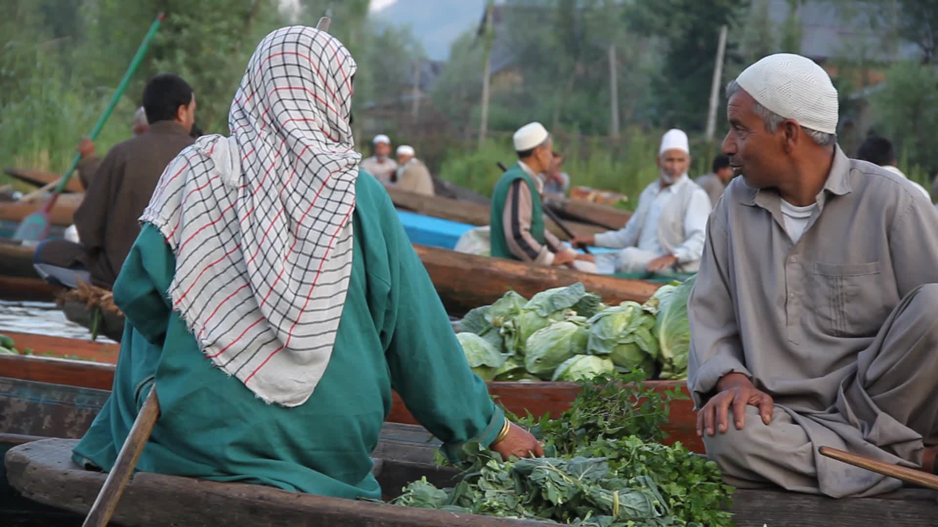 Floating vegetable market on Dal Lake in Srinagar