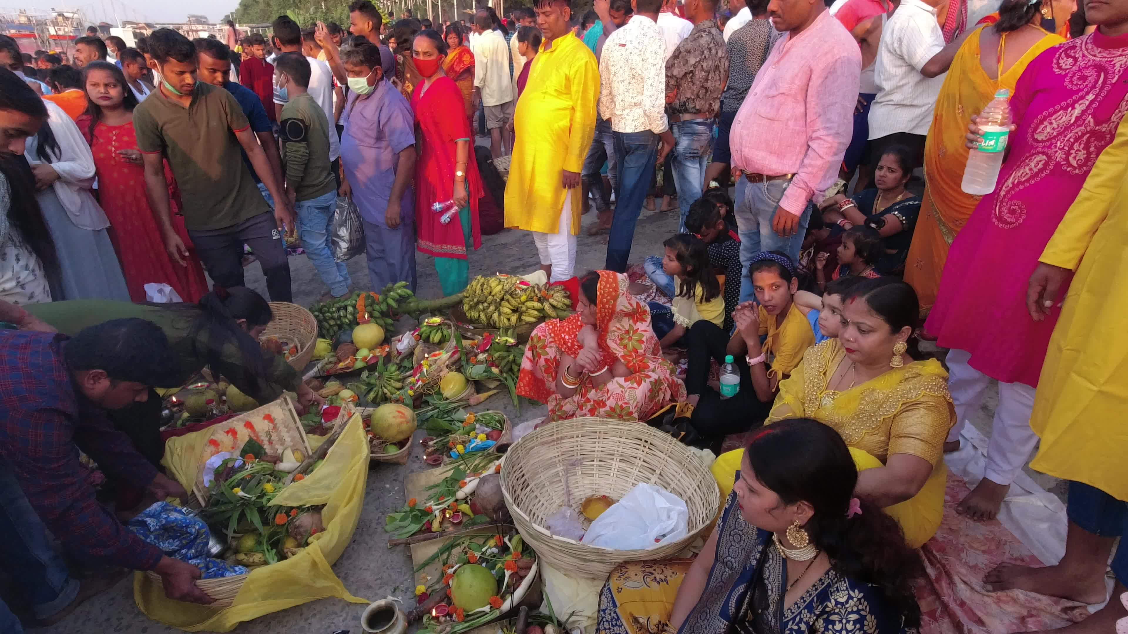 Chhath puja festival in Kolkata .
